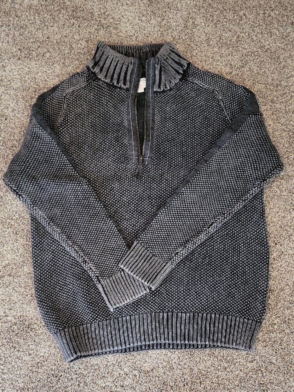 Carbon2Cobalt Men's Quarter Zip Knit Sweater - Charcoal